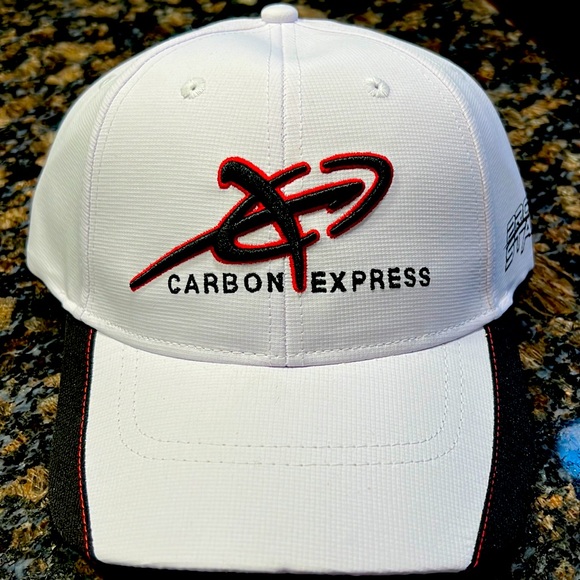 Carbon fiber hat Velcro  adjustments white n black brand new - Picture 1 of 4